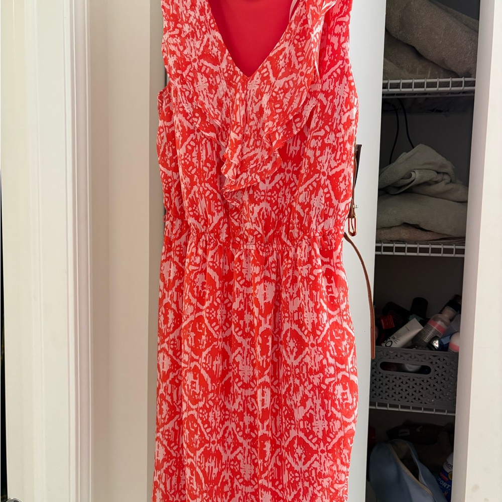 Elegant Red Patterned Dress